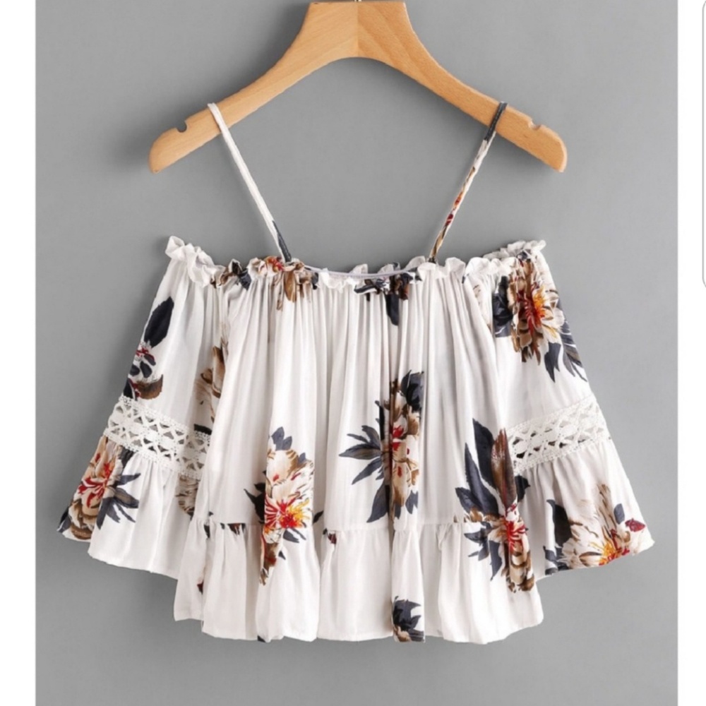 DELETING TODAY!!!  Floral Open Shoulder Top